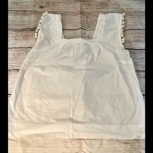 J. Crew Pom Pom Sleeveless Blouse